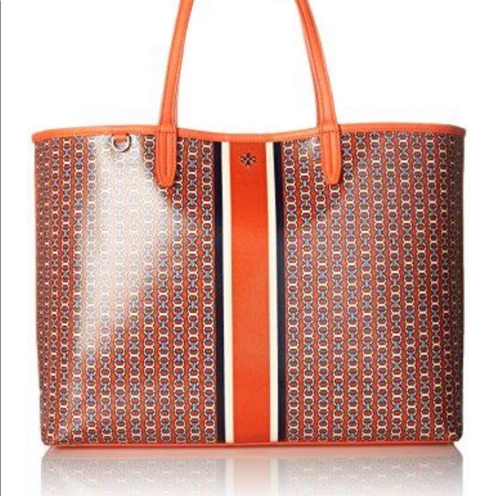 Tory Burch Large Gemini Tote Orange/ Red